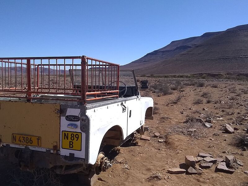 Picture of derelict car in arid landscape of southern Namibia