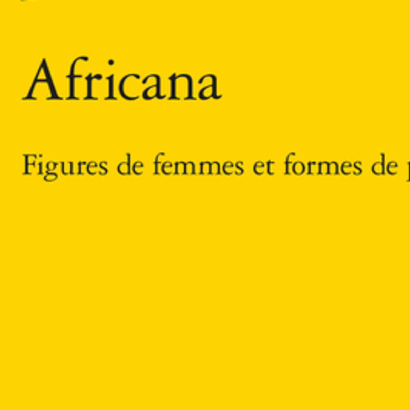 Cover Africana. Figures de femmes et formes de pouvoir